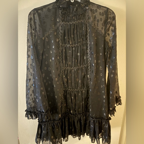 Max Studio Black Sheer Long Sleeve Dress - Picture 4 of 7